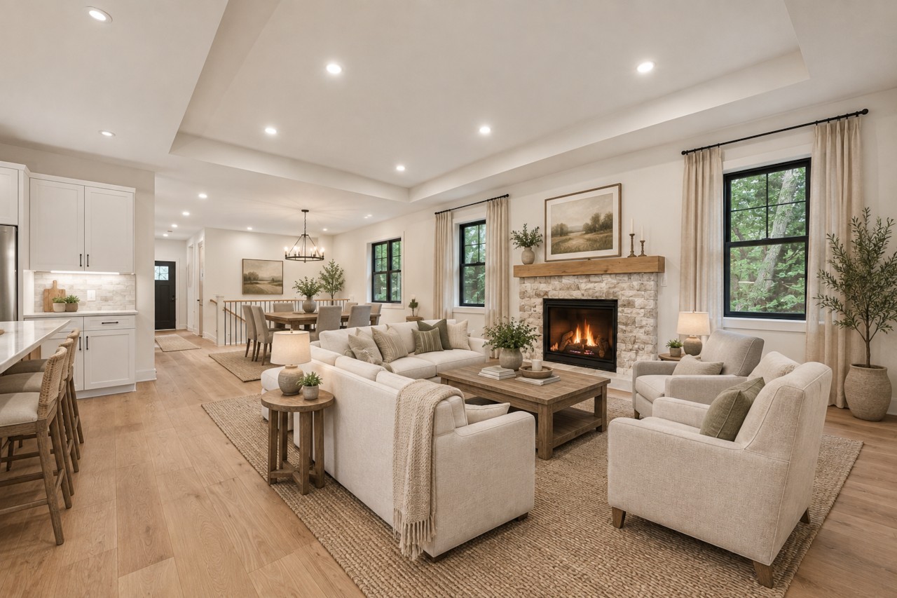 Living room with gas fireplace
